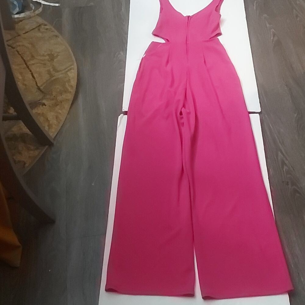 Crystal Sky Side Cut Out Zip Closure Pink Jumpsuit XS NEW Barbie Elle Woods Rush